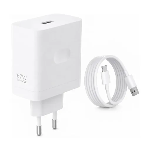 شاحن حائط OPPO SuperVOOC بقوة 67 واط للشحن السريع مع كابل USB Type-C، متوافق مع هواتف أوبو والأجهزة الداعمة للشحن السريع – اقتنيه الآن