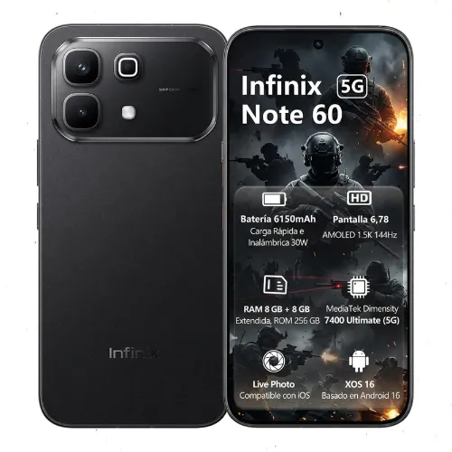 موبايل انفينيكس نوت 60 Infinix Note 60 5G ثنائي الشريحة رام 8 جيجابايت تخزين 256 جيجابايت - شاشة AMOLED 6.78 بوصة 144 هرتز - كاميرا 50 ميجابكسل - بطار