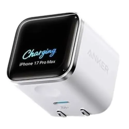 شاحن Anker Nano بقدرة 45 وات بتقنية GaN وUSB-C للشحن السريع مع تحكم ذكي في الطاقة ودرجة الحرارة وفيشة قابلة للطي 180° للهواتف والأجهزة اللوحية واللابت