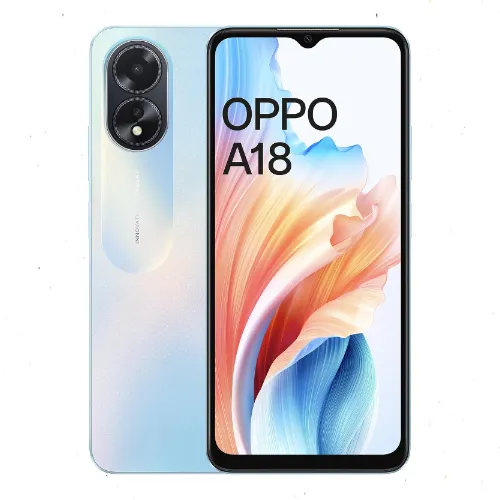 موبايل اوبو A18 OPPO A18 شريحتين اتصال رام 4 جيجابايت تخزين 64 جيجابايت 4G LTE - شاشة 6.56 بوصة 90 هرتز - كاميرا 8 ميجابكسل - بطارية 5000 مللي أمبير