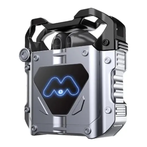 سماعات أذن Majentik Iron Pods اللاسلكية – تصميم معدني متين وصوت نقي عالي الجودة مع Bluetooth 5.3 وتقليل الضوضاء وصوت محيطي 360° وزمن استجابة منخفض وميكروفون عالي الدقة ووقت تشغيل يصل إلى 4 ساعات للألعاب والموسيقى والمكالمات