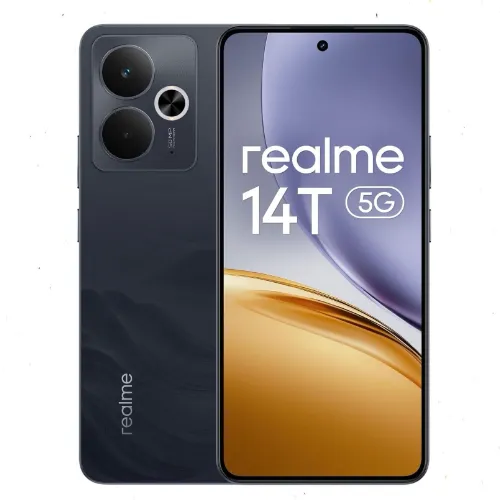 هاتف Realme 14T 5G – رام 8 جيجابايت، تخزين 256 جيجابايت، شاشة AMOLED 120Hz، معالج Dimensity 6300، بطارية 6000mAh